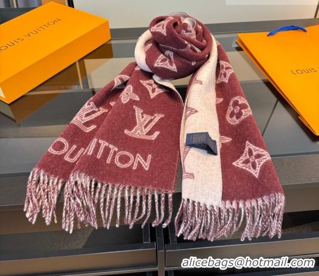 Top Grade Louis Vuitton Cashmere Wool Long Scarf 40x180cm LV010604 Burgundy 2026