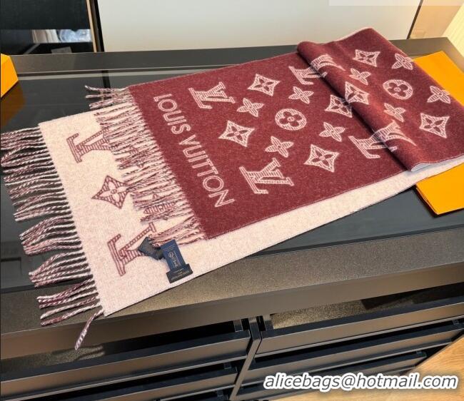 Top Grade Louis Vuitton Cashmere Wool Long Scarf 40x180cm LV010604 Burgundy 2026