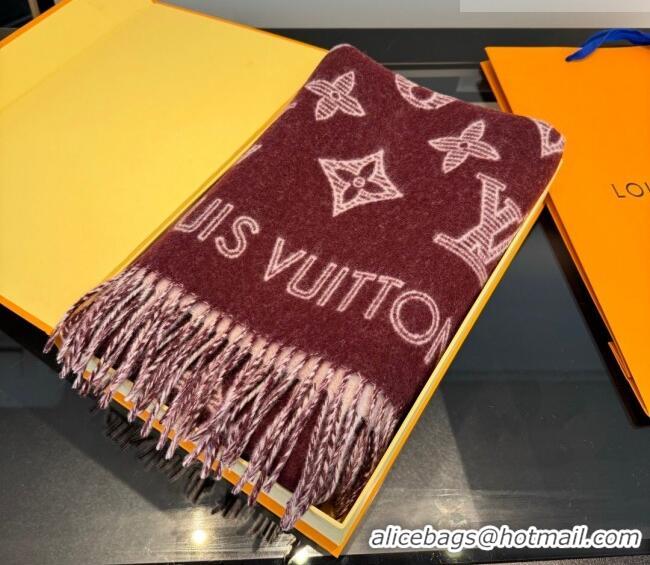 Top Grade Louis Vuitton Cashmere Wool Long Scarf 40x180cm LV010604 Burgundy 2026