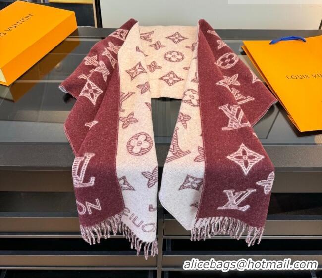Top Grade Louis Vuitton Cashmere Wool Long Scarf 40x180cm LV010604 Burgundy 2026
