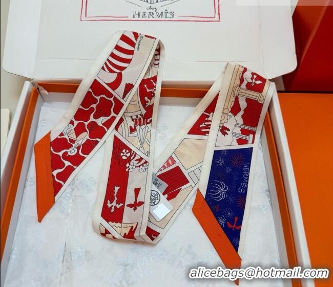 Luxury Discount Hermes Factory Suite Silk Twilly Bandeau Scarf 6058 Orange 2026