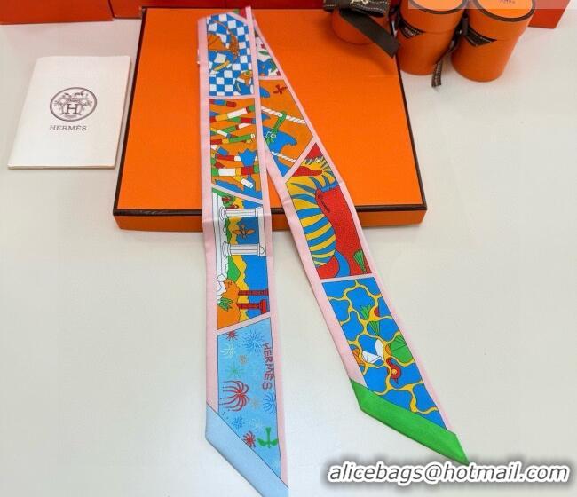 New Design Hermes Factory Suite Silk Twilly Bandeau Scarf 6058 Blue 2026