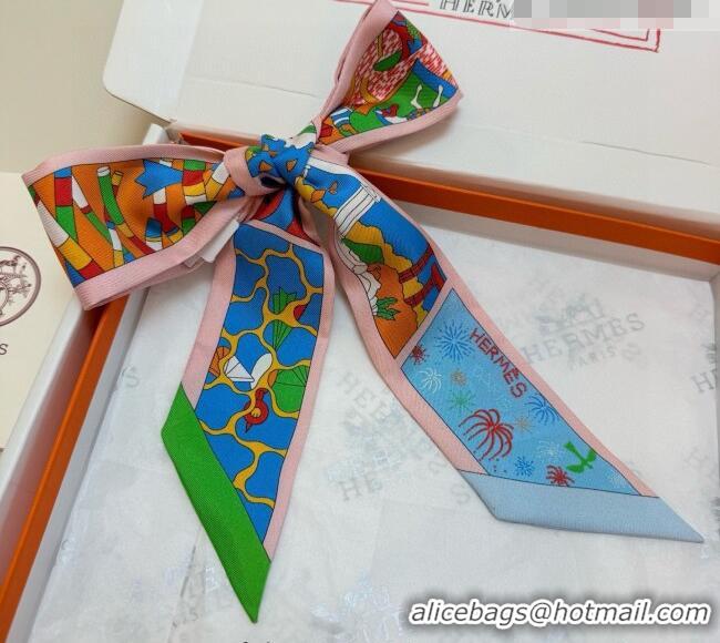 New Design Hermes Factory Suite Silk Twilly Bandeau Scarf 6058 Blue 2026