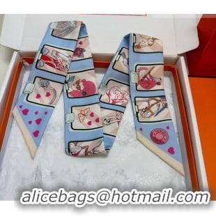 New Fashion Hermes Silk Twilly Bandeau Scarf 5x86cm HS010603 Light Blue 2026