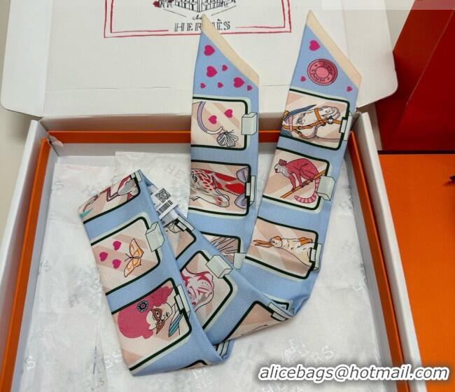 New Fashion Hermes Silk Twilly Bandeau Scarf 5x86cm HS010603 Light Blue 2026