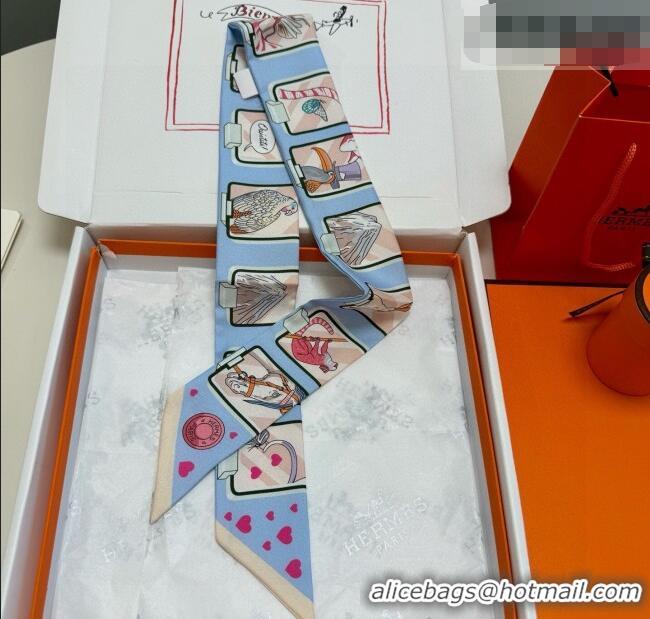 New Fashion Hermes Silk Twilly Bandeau Scarf 5x86cm HS010603 Light Blue 2026