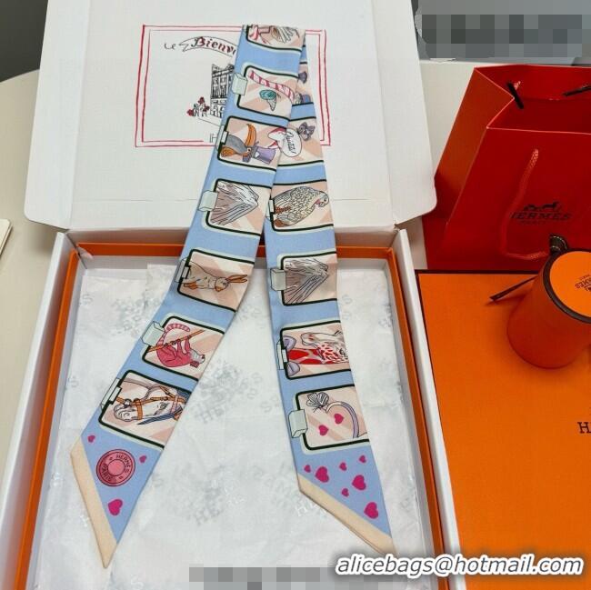 New Fashion Hermes Silk Twilly Bandeau Scarf 5x86cm HS010603 Light Blue 2026