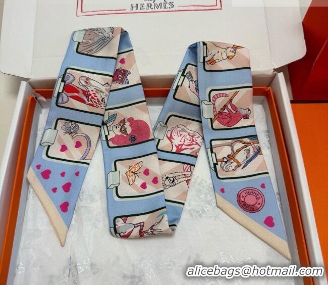New Fashion Hermes Silk Twilly Bandeau Scarf 5x86cm HS010603 Light Blue 2026