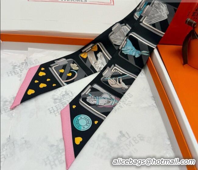 Fashion Discount Hermes Silk Twilly Bandeau Scarf 5x86cm Black HS010603 2026