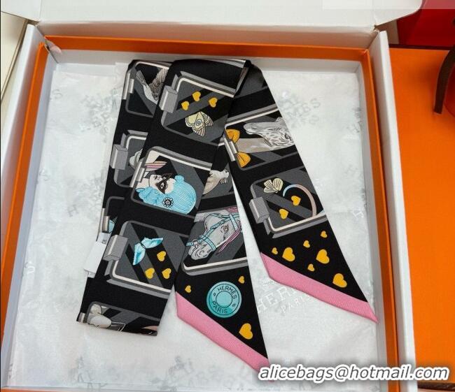 Fashion Discount Hermes Silk Twilly Bandeau Scarf 5x86cm Black HS010603 2026