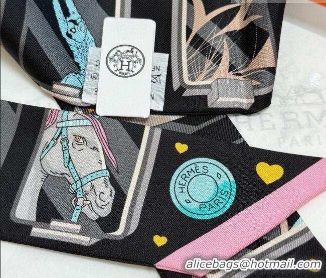 Fashion Discount Hermes Silk Twilly Bandeau Scarf 5x86cm Black HS010603 2026