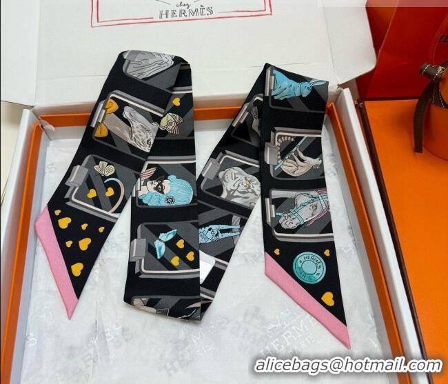 Fashion Discount Hermes Silk Twilly Bandeau Scarf 5x86cm Black HS010603 2026