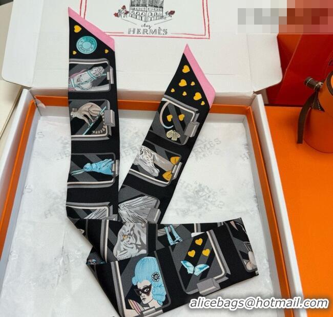 Fashion Discount Hermes Silk Twilly Bandeau Scarf 5x86cm Black HS010603 2026