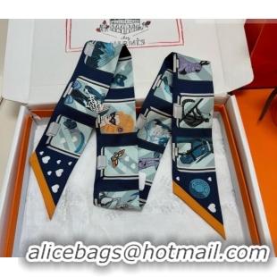 Big Discount Hermes Silk Twilly Bandeau Scarf 5x86cm HS010603 Dark Blue 2026