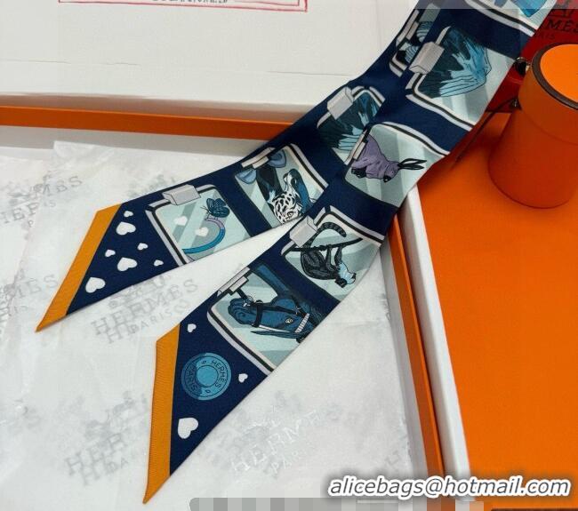 Big Discount Hermes Silk Twilly Bandeau Scarf 5x86cm HS010603 Dark Blue 2026