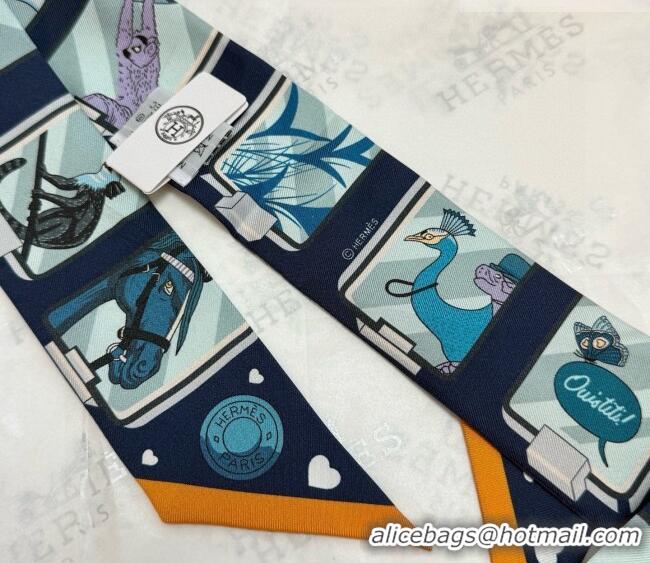 Big Discount Hermes Silk Twilly Bandeau Scarf 5x86cm HS010603 Dark Blue 2026