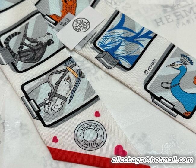 Top Quality Hermes Silk Twilly Bandeau Scarf 5x86cm HS010603 White 2026