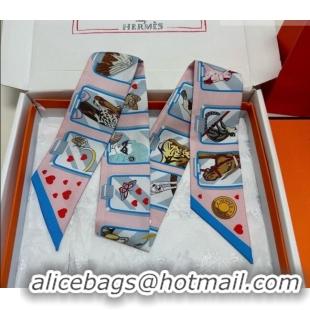 Low Cost Hermes Silk Twilly Bandeau Scarf 5x86cm HS010603 Pink 2026