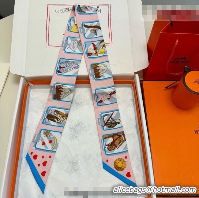 Low Cost Hermes Silk Twilly Bandeau Scarf 5x86cm HS010603 Pink 2026
