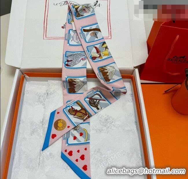 Low Cost Hermes Silk Twilly Bandeau Scarf 5x86cm HS010603 Pink 2026