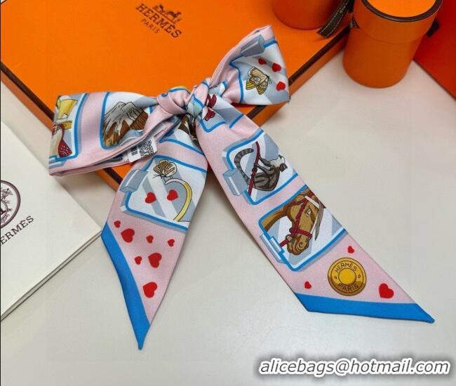 Low Cost Hermes Silk Twilly Bandeau Scarf 5x86cm HS010603 Pink 2026