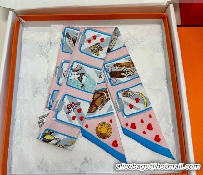 Low Cost Hermes Silk Twilly Bandeau Scarf 5x86cm HS010603 Pink 2026