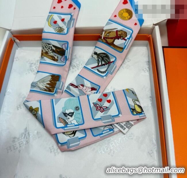 Low Cost Hermes Silk Twilly Bandeau Scarf 5x86cm HS010603 Pink 2026