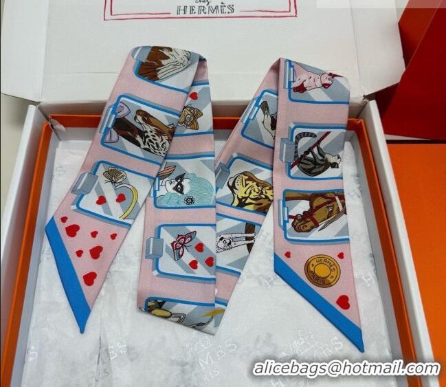 Low Cost Hermes Silk Twilly Bandeau Scarf 5x86cm HS010603 Pink 2026