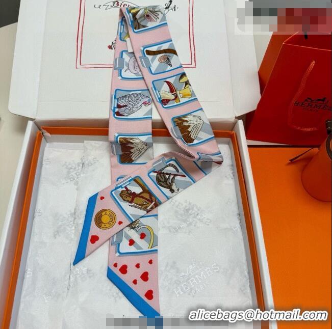 Low Cost Hermes Silk Twilly Bandeau Scarf 5x86cm HS010603 Pink 2026