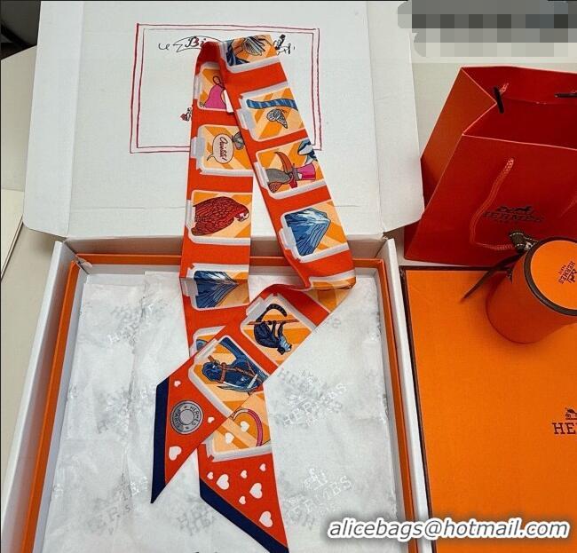 Pretty Style Hermes Silk Twilly Bandeau Scarf 5x86cm HS010603 Orange 2026