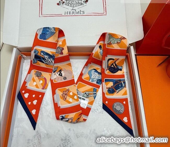 Pretty Style Hermes Silk Twilly Bandeau Scarf 5x86cm HS010603 Orange 2026