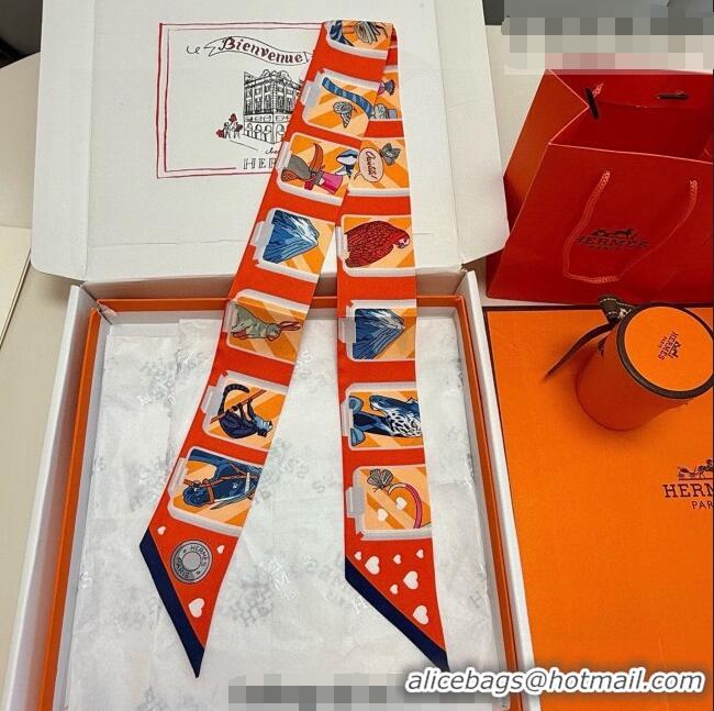 Pretty Style Hermes Silk Twilly Bandeau Scarf 5x86cm HS010603 Orange 2026