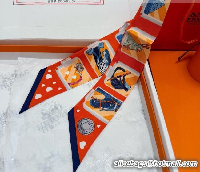 Pretty Style Hermes Silk Twilly Bandeau Scarf 5x86cm HS010603 Orange 2026