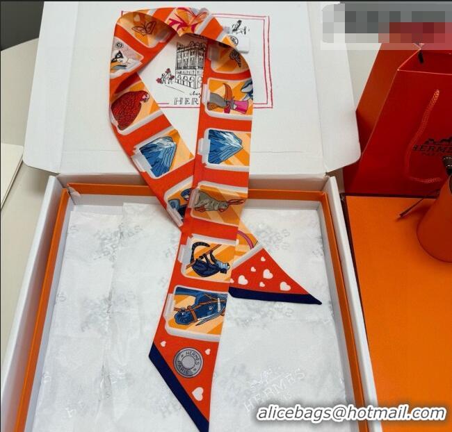 Pretty Style Hermes Silk Twilly Bandeau Scarf 5x86cm HS010603 Orange 2026