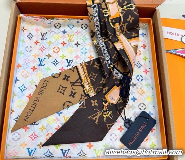 Best Price Louis Vuitton Monogram Confidential Bandeau Silk Scarf 6x120cm M78655 Brown 2026
