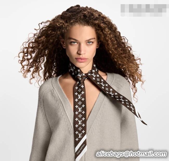 Best Quality Louis Vuitton Monogram Silhouette BB Bandeau Silk Scarf 5x120cm M97169 Brown 2026