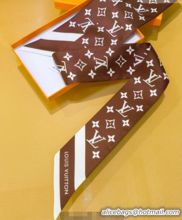 Best Quality Louis Vuitton Monogram Silhouette BB Bandeau Silk Scarf 5x120cm M97169 Brown 2026
