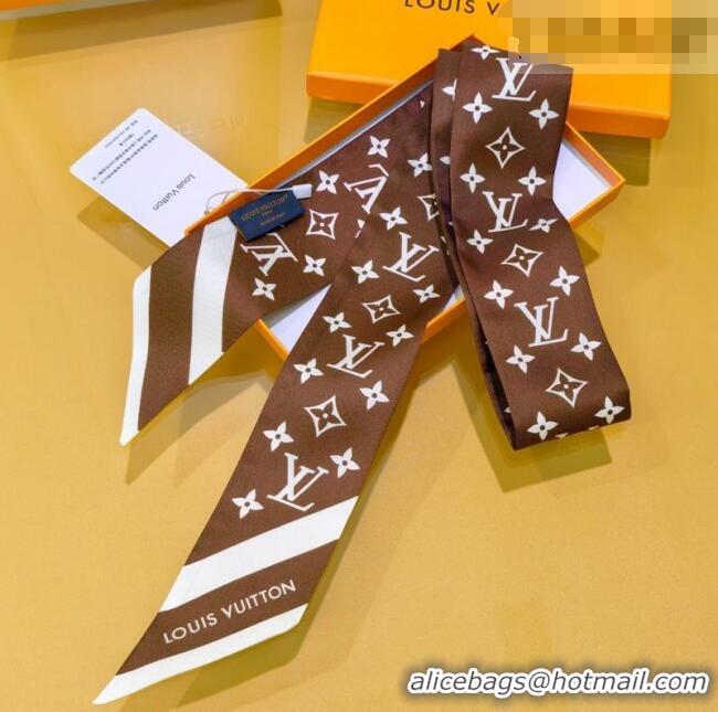 Best Quality Louis Vuitton Monogram Silhouette BB Bandeau Silk Scarf 5x120cm M97169 Brown 2026
