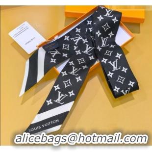 Luxury Cheap Louis Vuitton Monogram Silhouette BB Bandeau Silk Scarf 5x120cm M97169 Black 2026