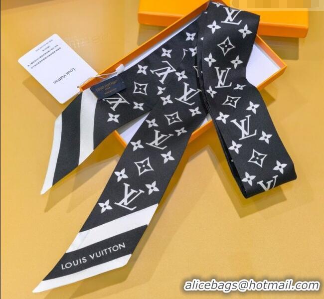 Luxury Cheap Louis Vuitton Monogram Silhouette BB Bandeau Silk Scarf 5x120cm M97169 Black 2026