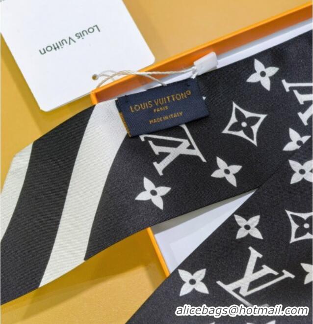 Luxury Cheap Louis Vuitton Monogram Silhouette BB Bandeau Silk Scarf 5x120cm M97169 Black 2026