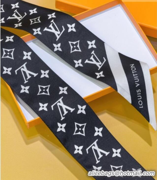 Luxury Cheap Louis Vuitton Monogram Silhouette BB Bandeau Silk Scarf 5x120cm M97169 Black 2026