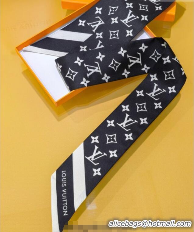 Luxury Cheap Louis Vuitton Monogram Silhouette BB Bandeau Silk Scarf 5x120cm M97169 Black 2026