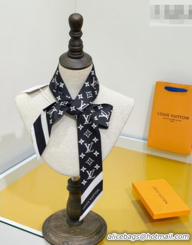 Luxury Cheap Louis Vuitton Monogram Silhouette BB Bandeau Silk Scarf 5x120cm M97169 Black 2026