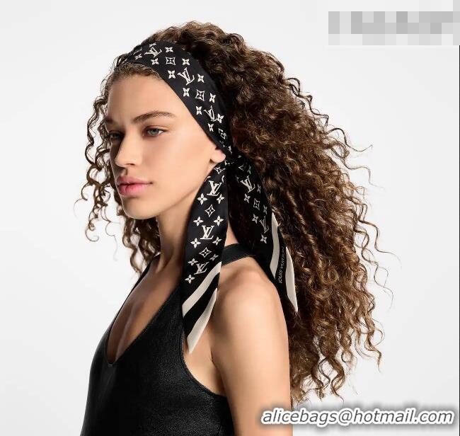 Luxury Cheap Louis Vuitton Monogram Silhouette BB Bandeau Silk Scarf 5x120cm M97169 Black 2026