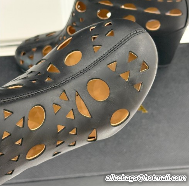 Good Looking Alaia Openwork Calf Leather Wedge Ankle Boots 2026 AL102906 Black