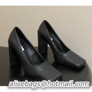 Luxurious Alaia Square Pumps 10cm in Calf Leather 2026 AL102908 Black