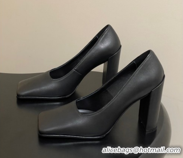 Luxurious Alaia Square Pumps 10cm in Calf Leather 2026 AL102908 Black
