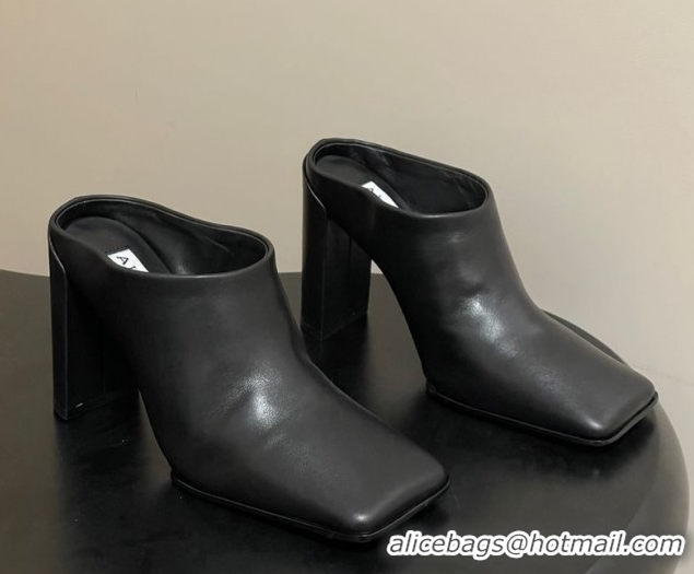 Perfect Alaia Square Mules 10cm in Calf Leather Black AL102908 1029135