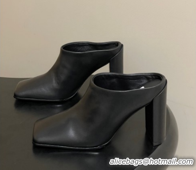 Perfect Alaia Square Mules 10cm in Calf Leather Black AL102908 1029135